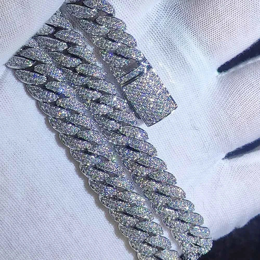 Cubic Zircon Iced Out Bubbles Cuban Link Chain Necklace Jewelry