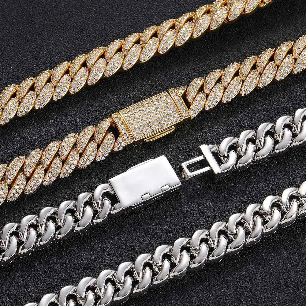 Cubic Zircon Iced Out Bubbles Cuban Link Chain Necklace Jewelry