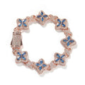 Black and Clear Baguette Floral Bracelets With Infinity Chain Iced Cuban