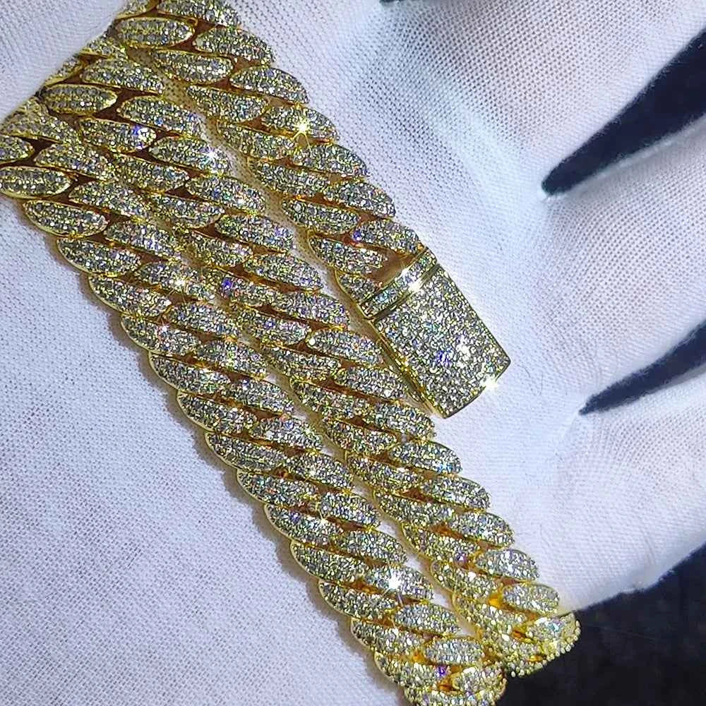 Cubic Zircon Iced Out Bubbles Cuban Link Chain Necklace Jewelry