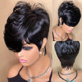 Short Bob Pixie Cut Wigs Straight Natural Color Bob Wig With Bangs Brazilian Virgin Remy Human Hair Wigs Full Machine Made Wigs
