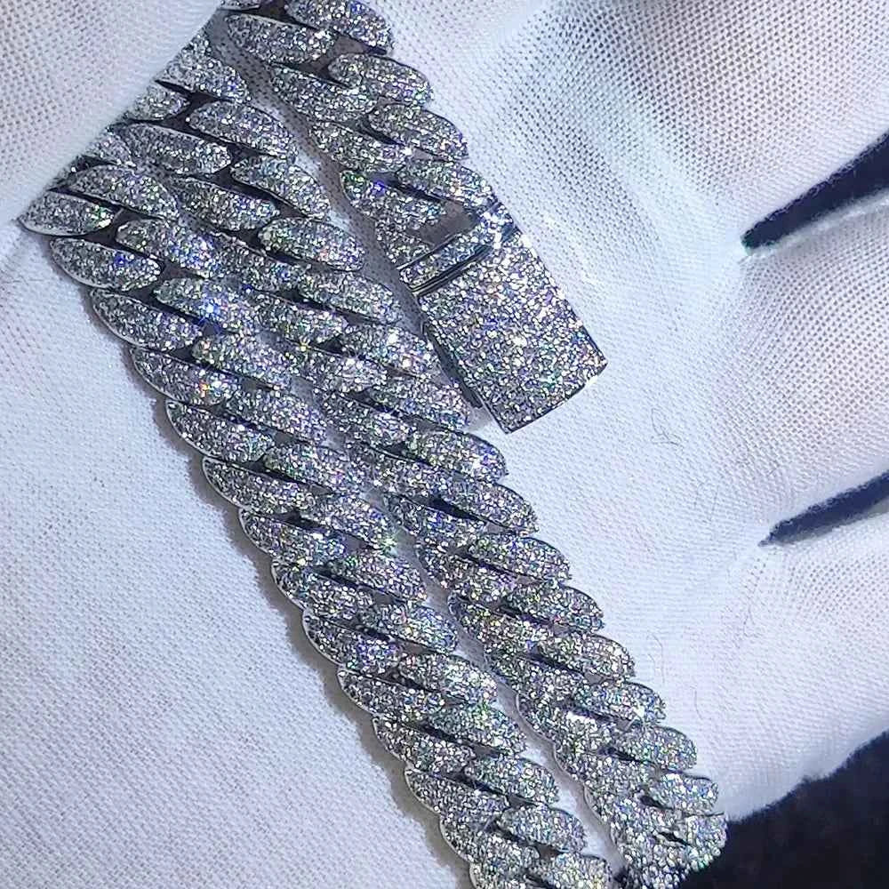 Cubic Zircon Iced Out Bubbles Cuban Link Chain Necklace Jewelry