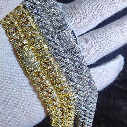 Cubic Zircon Iced Out Bubbles Cuban Link Chain Necklace Jewelry
